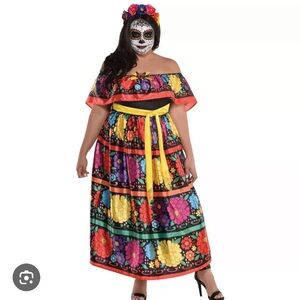 Sugar Skull Beauty Plus Size Dress with Headband XXL plus size 18-20 S 2-4